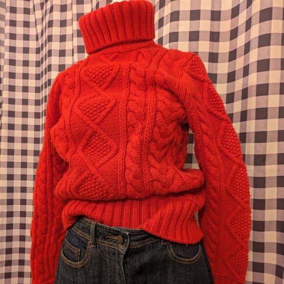 Banana Republic Chunky Merino-blend Cable Knit Turtleneck Tunic Size Small - Picture 1 of 6